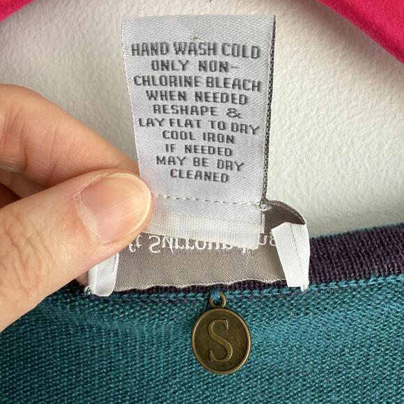 SOFT SURROUNDINGS Teal Long Sleeve‎ Round Neck Ladies Cashmere Blend Tunic, M - Picture 4 of 5